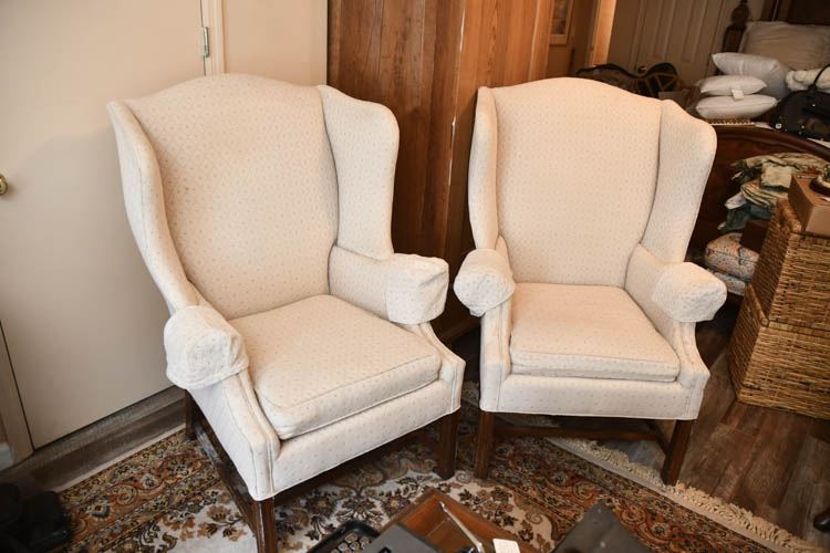 Pair of wing Back Armchairs