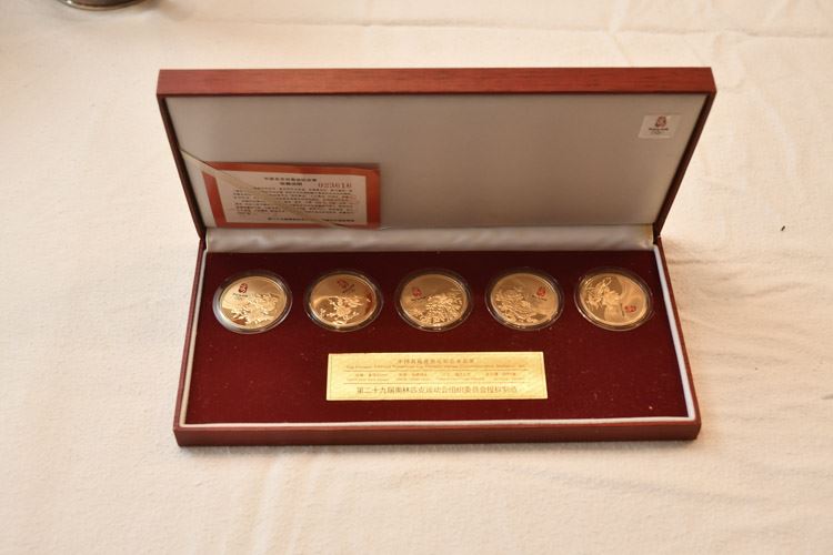 Set 5 Beijing 2008 Olympics Commemorative Medallion Gold Floral coins