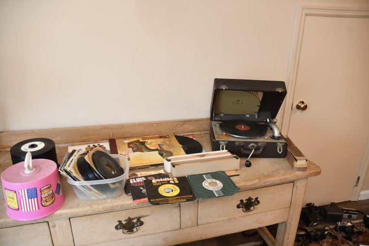 Vintage Record Player and Record Collection