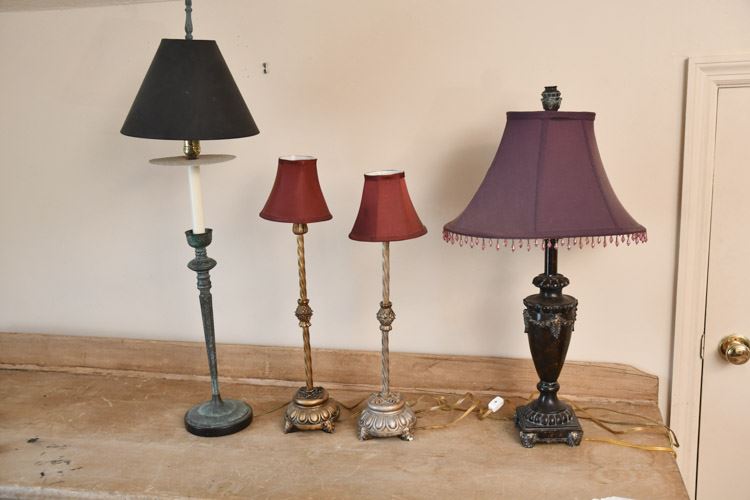 Four Lamps with Cloth Shades