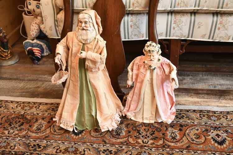 Two SILVESTRI Paper Mache Santa Claus Father Christmas Tree Toppers