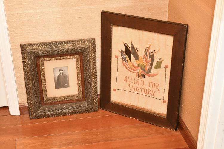 Antique Framed Photo and Textile