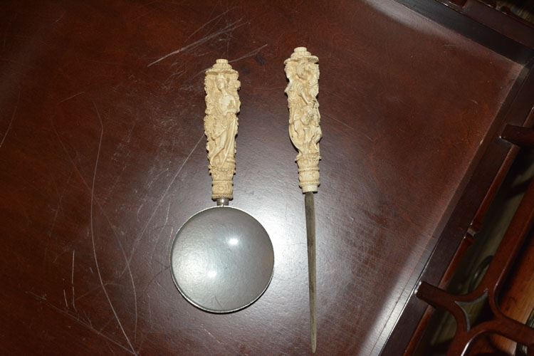 Two Faux Carved Ivory Handled Objects