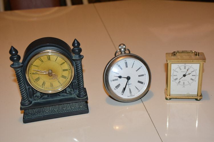 Three Miniature Travel Clocks