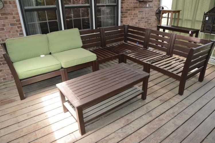 Wooden Patio Set with Cushions