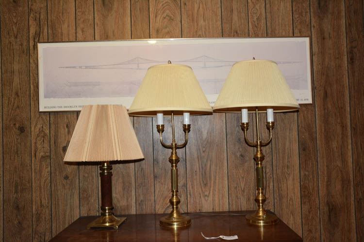 Three (3) Brass Table Lamps
