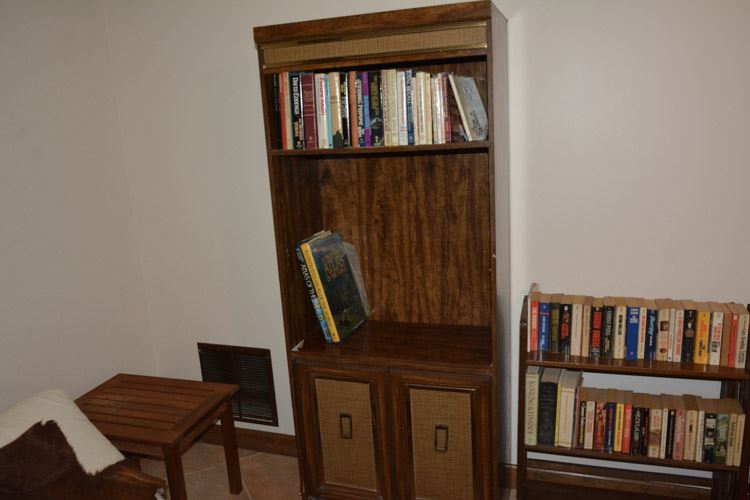 Standing Bookshelf with Books and Contents