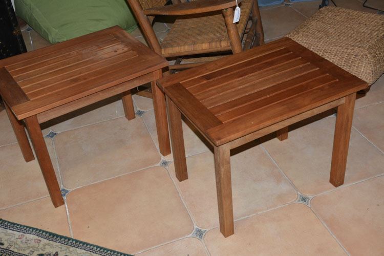 Pair Wood Patio Tables