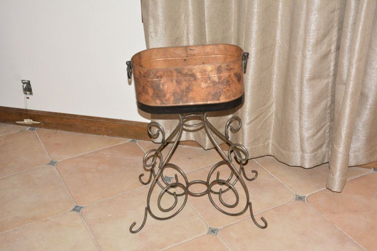 Oval Copper Planter on Stand