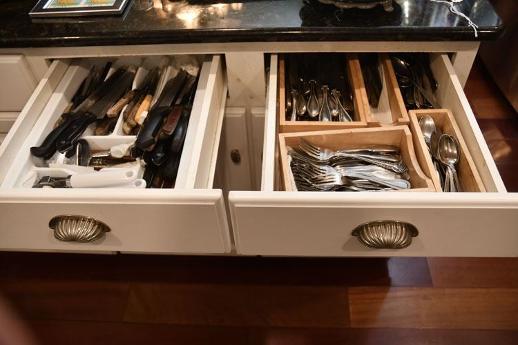 Flatware and misc. Located in Drawers