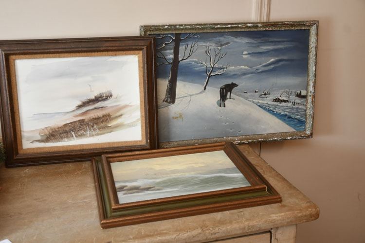 Group of Three (3) Antique Framed Paintings