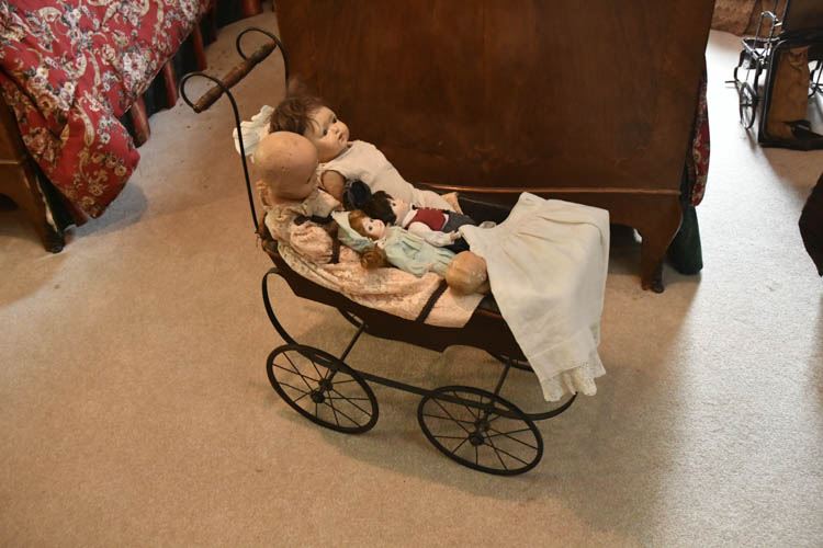 Vintage Dolls and Wicker Doll Buggy