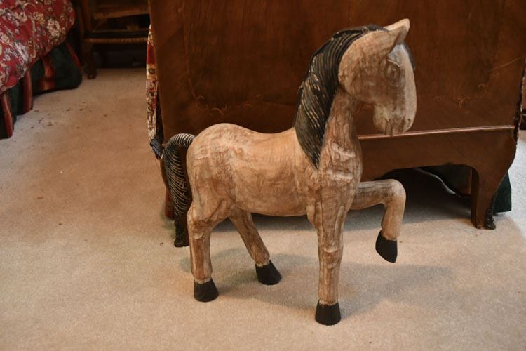 Carved Wood Figure Prancing Horse