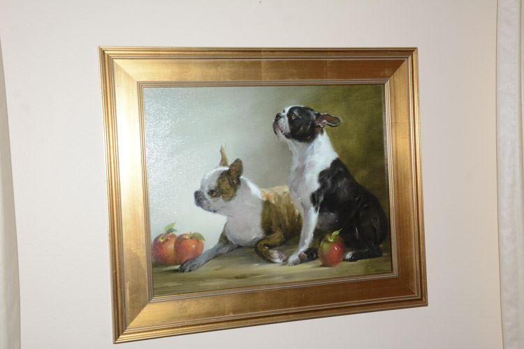 Decorative Framed Artwork depicting Two Dogs