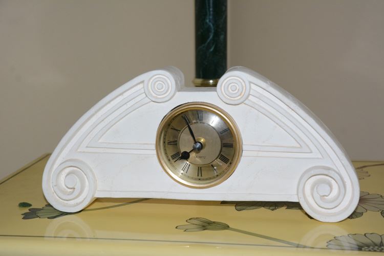 Decorative White Mantle Clock