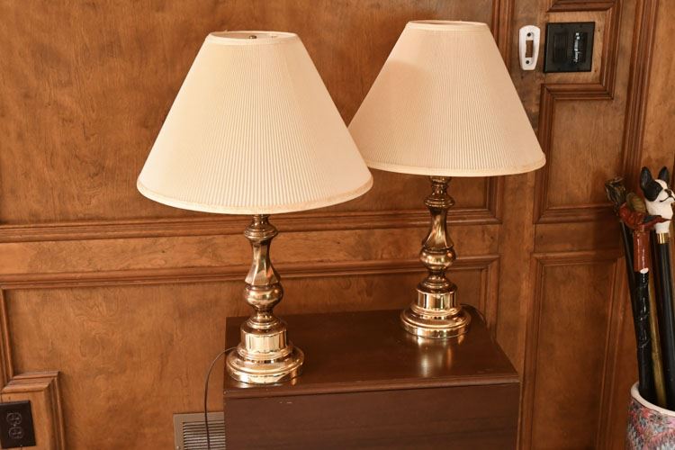 Pair Brass Table Lamps