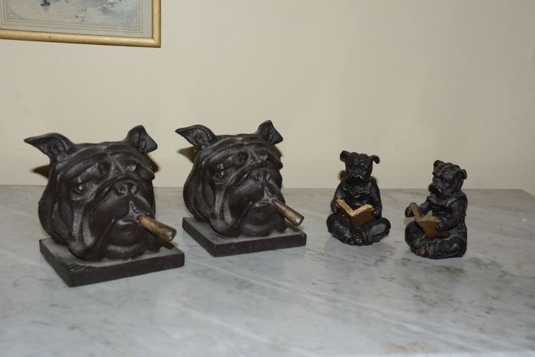 Dogs with Cigars and Dogs with Books - Bookends