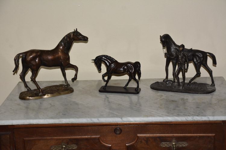 Three (3) Bronze Horse Figures
