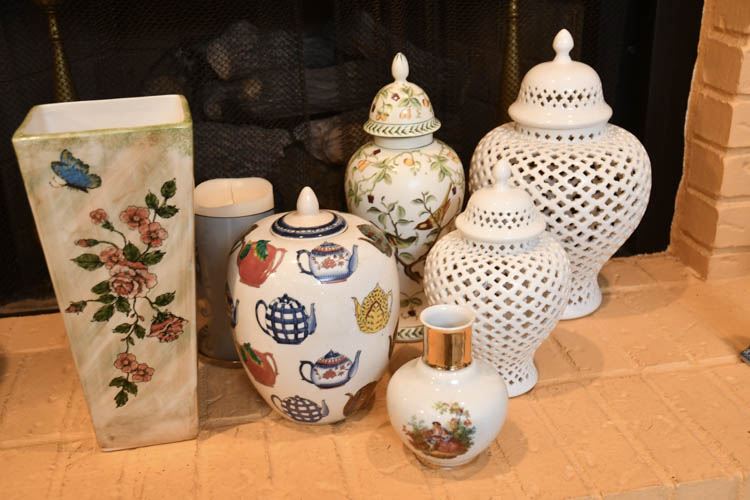 Seven Porcelain Vases Some Lidded