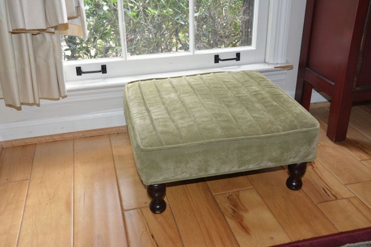 Green Upholstered Low Footstool
