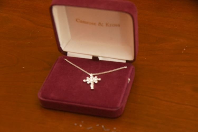 Camrose & Kross Jackie Kennedy silver starlight cross necklace with crystals