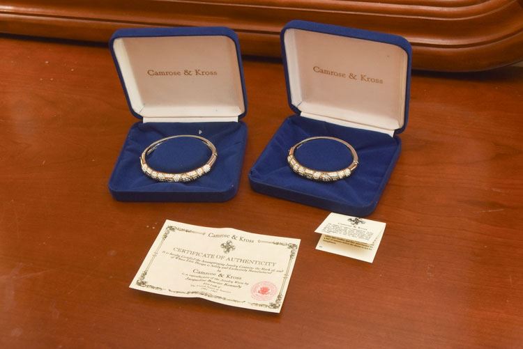 Two (2) Camrose and Kross Jewelry- Sim Diamond  Hinged Bangle Bracelets