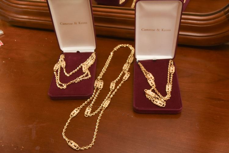 Three (3) JBK Signed Camrose & Kross Double chain necklace