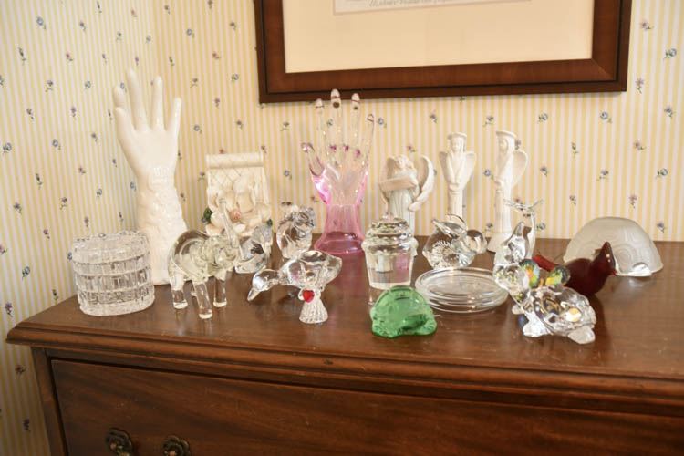 Collection of Glass and Porcelain Table Top objects