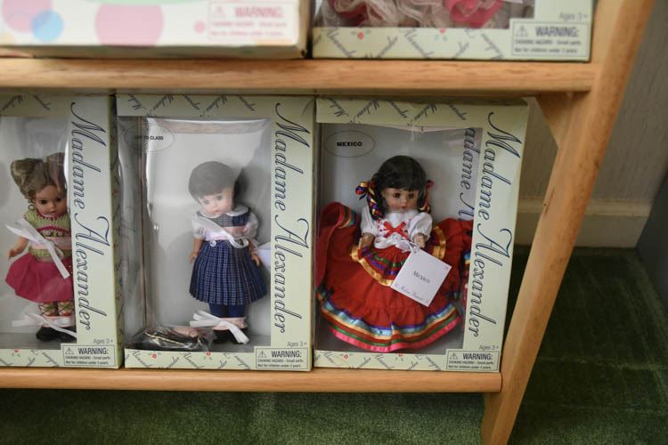 Boxed Dolls and Shelf