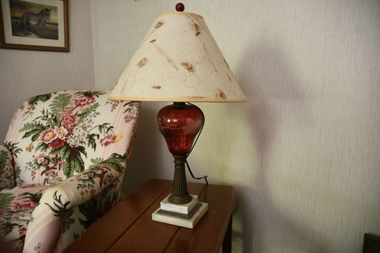 Vintage Red Glass Reservoir Lamp