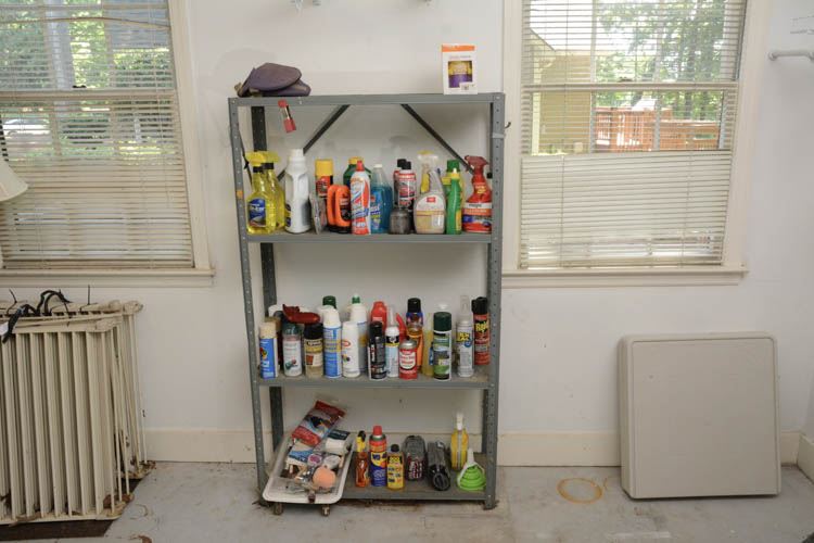 Metal Shelf and Contents