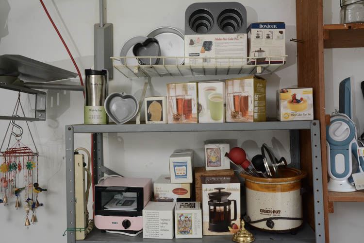 Group Lot Two Shelves Of Kitchen Items