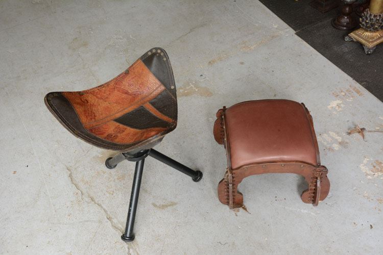 Leather Tripod Seat And Foot Stool