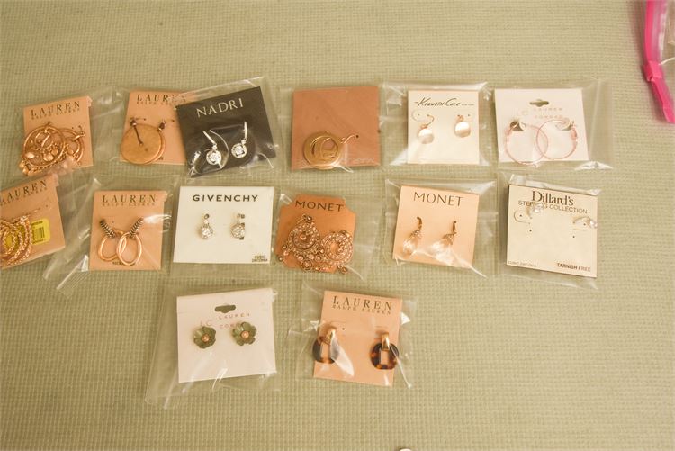 Fourteen  (14) Pair Earrings Various Styles and Makers