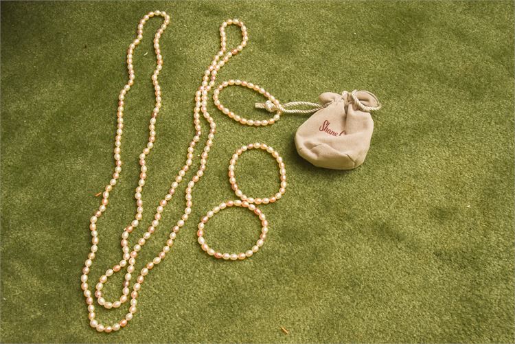 Shane Jewelers Retailed 64" Cultured Pearl Necklace & 3 Braclets