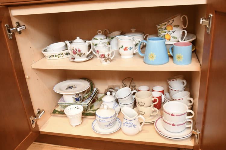 Tea Cups and Saucers with Plates and Teapots