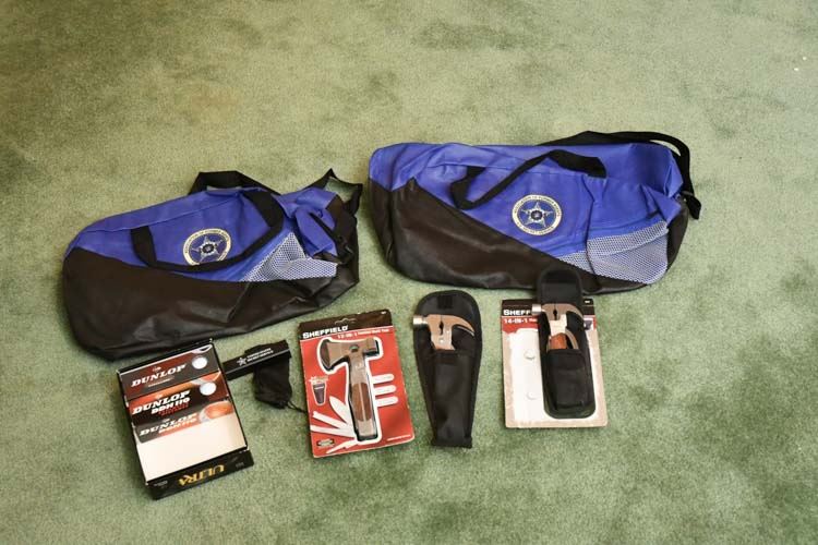 Men's Survival Items Golf Balls, Two Bags and Folding Tools