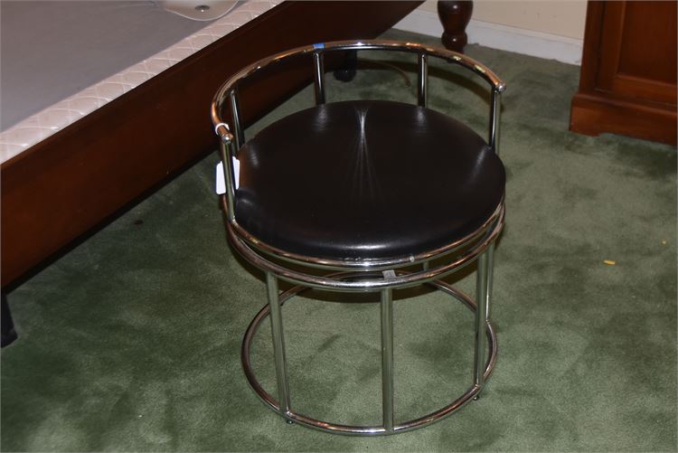 Polished Metal Swivel Vanity Chair