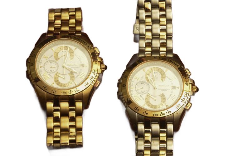 Two (2) Seiko Gold Tone Le Grand Sport Chronograph Watch