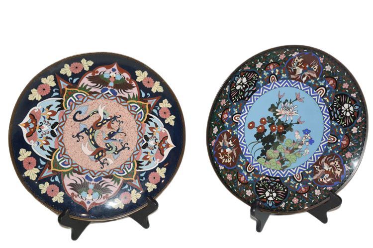 Two (2) Fine and Elaborate Chinese Cloisonne Plates