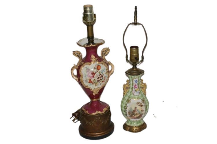 Two Vintage Porcelain Vase Lamps