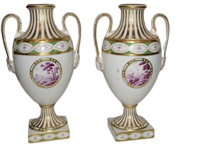 Pair Antique Ginori Porcelain Vases