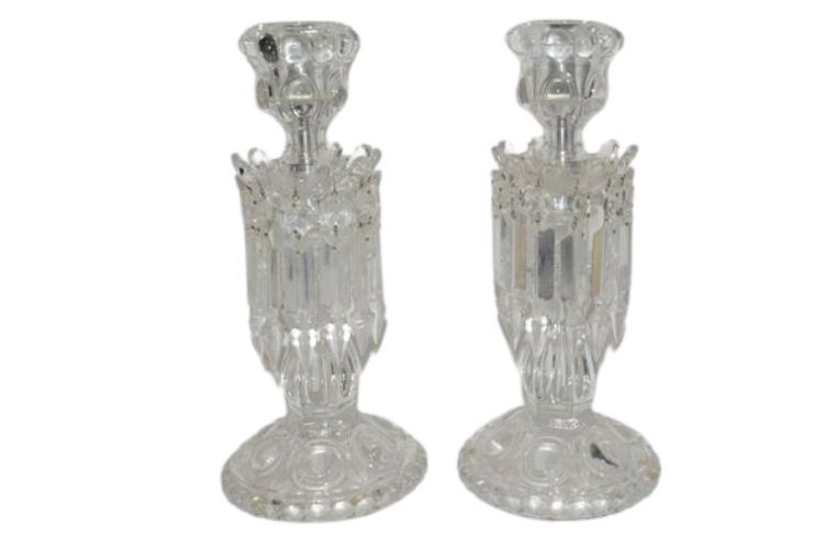 Pair of Baccarat Crystal Candle Holders