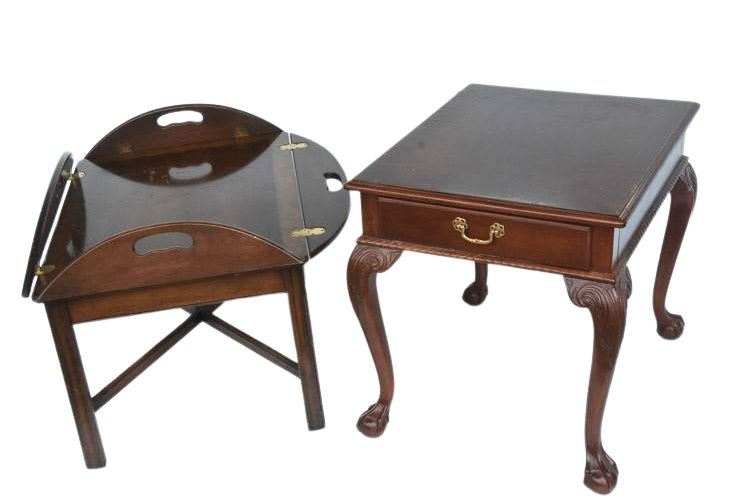 Columbia Butler's Tray Table and Ethan Allen's Drawer Coffee Table