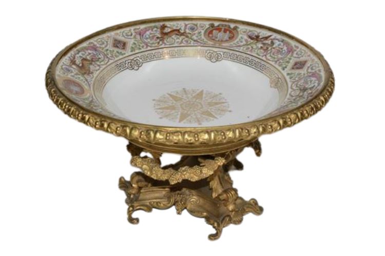 Sevres Louis Philippe  Gilt Bronze Mounted Porcelain Compote