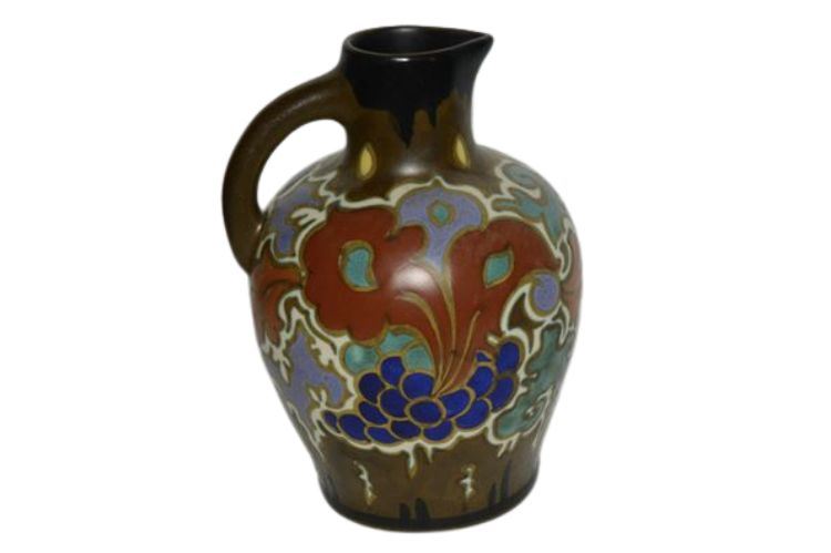 Vintage Gouda Holland Princess “Yuora” Art Pottery Handled Jug