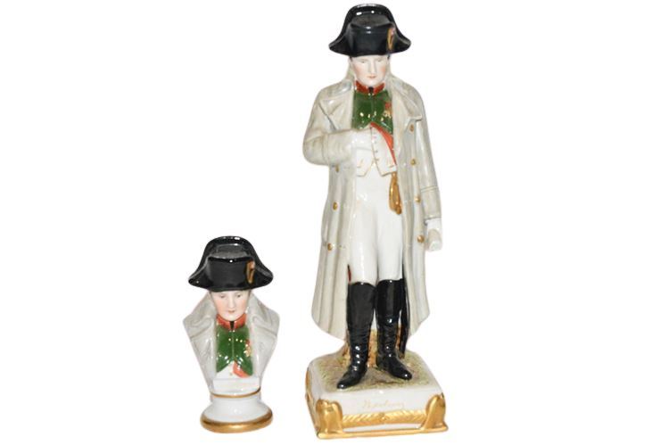 Pair of Napoleon Bonaparte Porcelain Bust and Statue Figurine