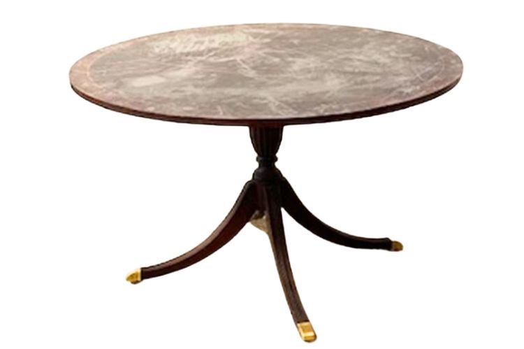 Circular Line Inlaid Mahogany Dinning Table