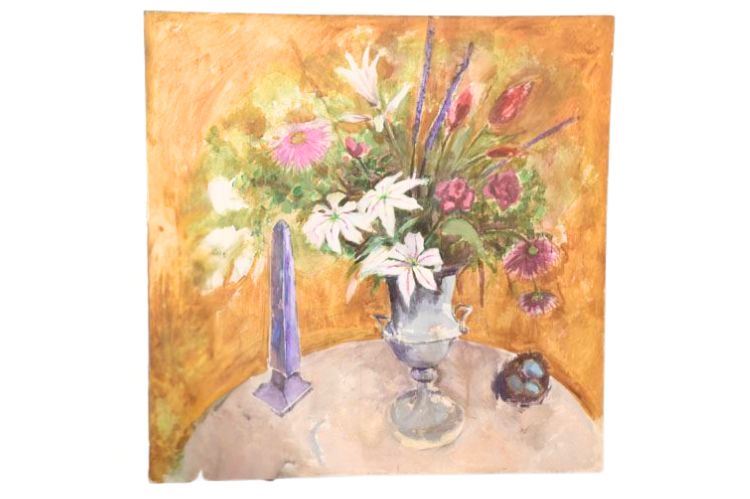 Signed Still Life Painting on Canvas