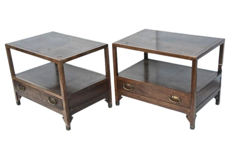 Pair Baker Furniture Side Tables with Drawers